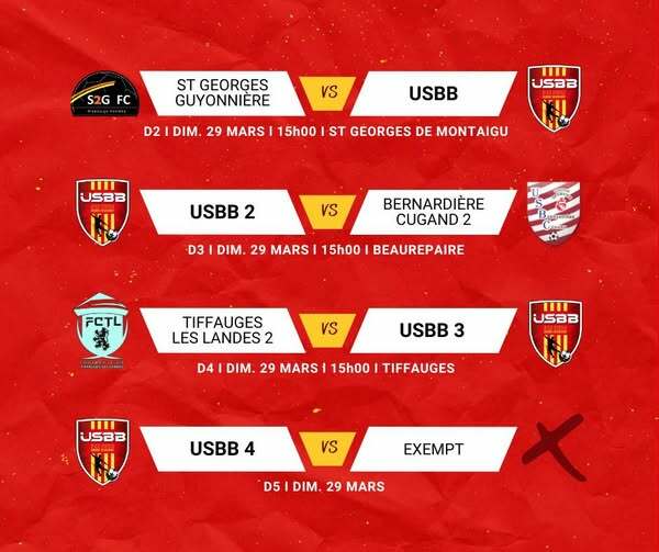 LES MATCHS DU WEEKEND