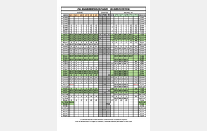 Les calendriers Prévisionnels 2025/2026