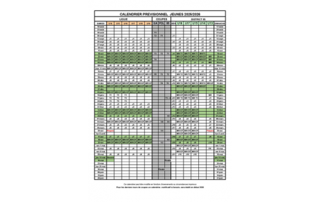 Les calendriers Prévisionnels 2025/2026
